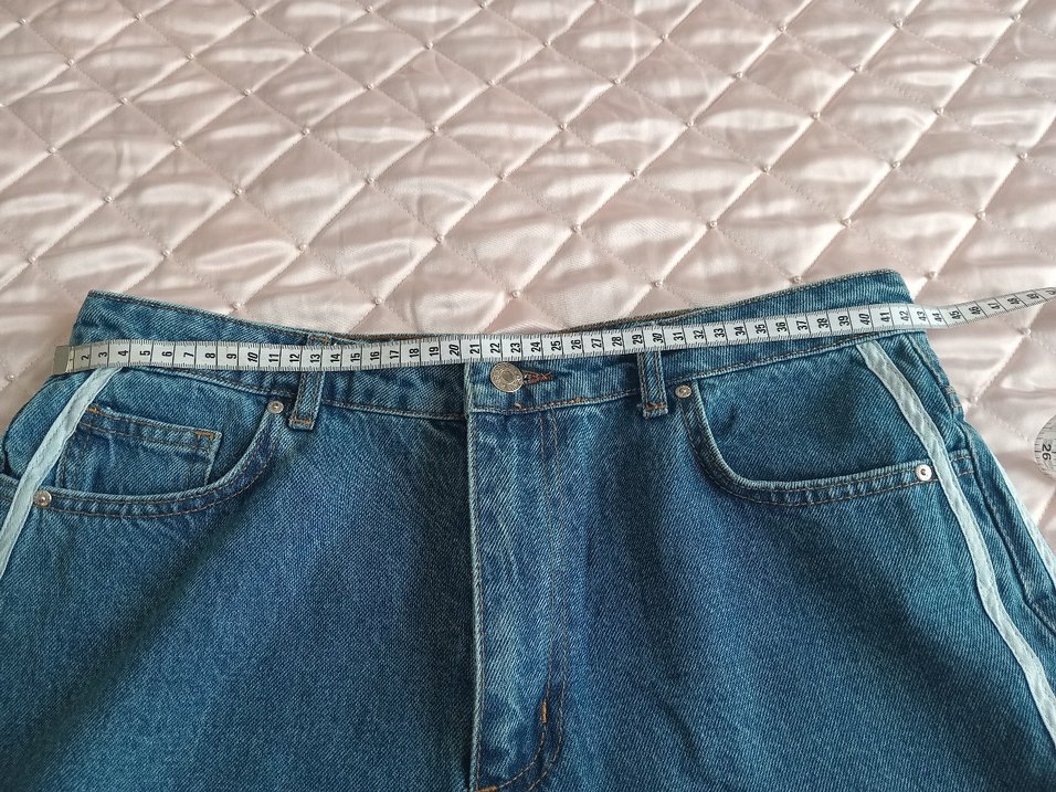 Bol Kesim Mavi Midi Denim Pantolon - Görsel 5
