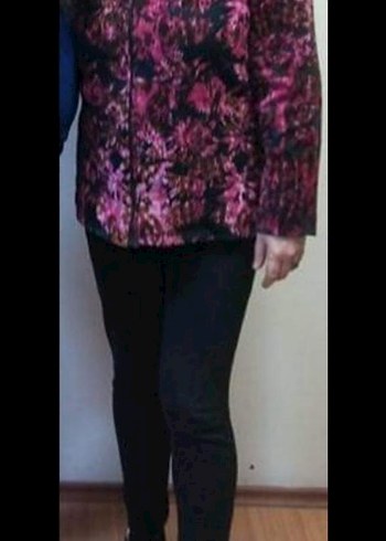 Bordo Bağlama Desenli Düğmeli Kadın Ceket - Görsel 3