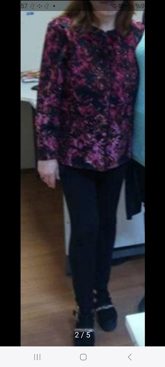 Bordo Bağlama Desenli Düğmeli Kadın Ceket - Görsel 4