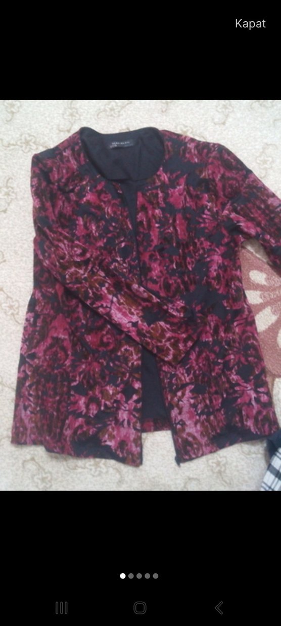 Bordo Bağlama Desenli Düğmeli Kadın Ceket - Görsel 2