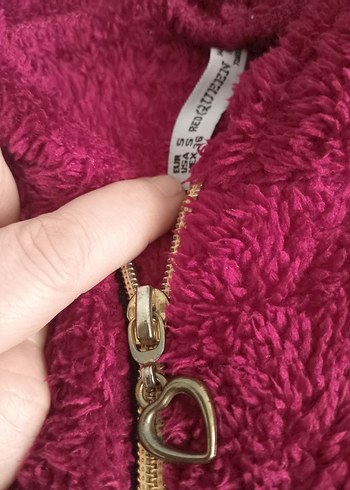 Bordo Kapüşonlu Fermuarlı Kadın Ceket - Görsel 2