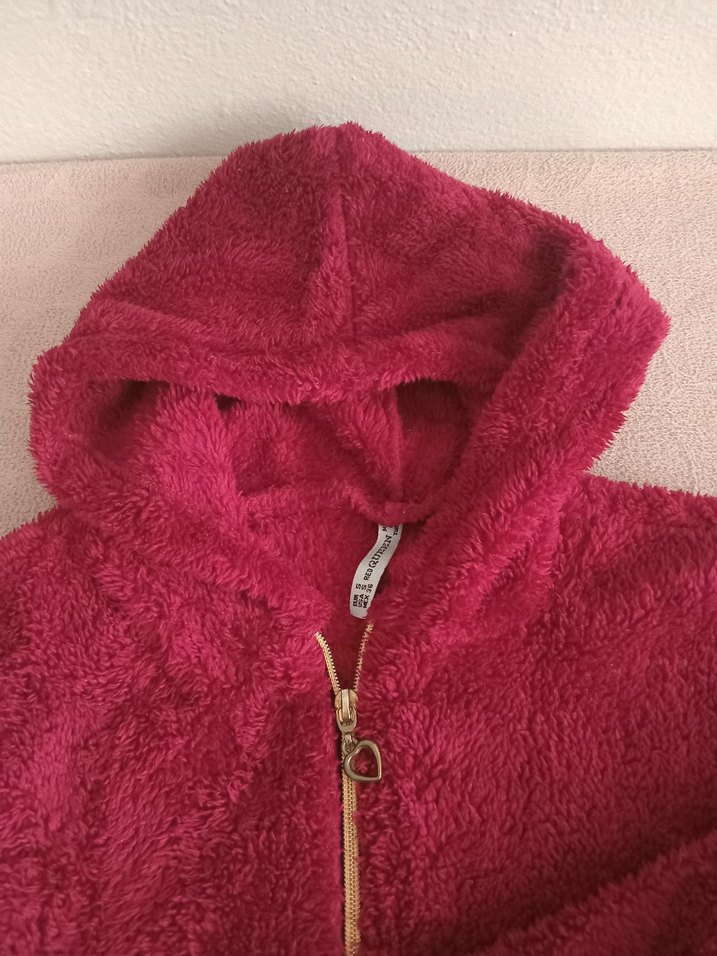 Bordo Kapüşonlu Fermuarlı Kadın Ceket - Görsel 4