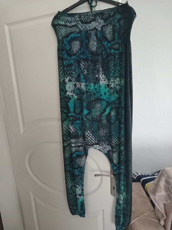 Kadın Lacivert Uzun Boyundan Askılı Salaş Tulum - Görsel 2