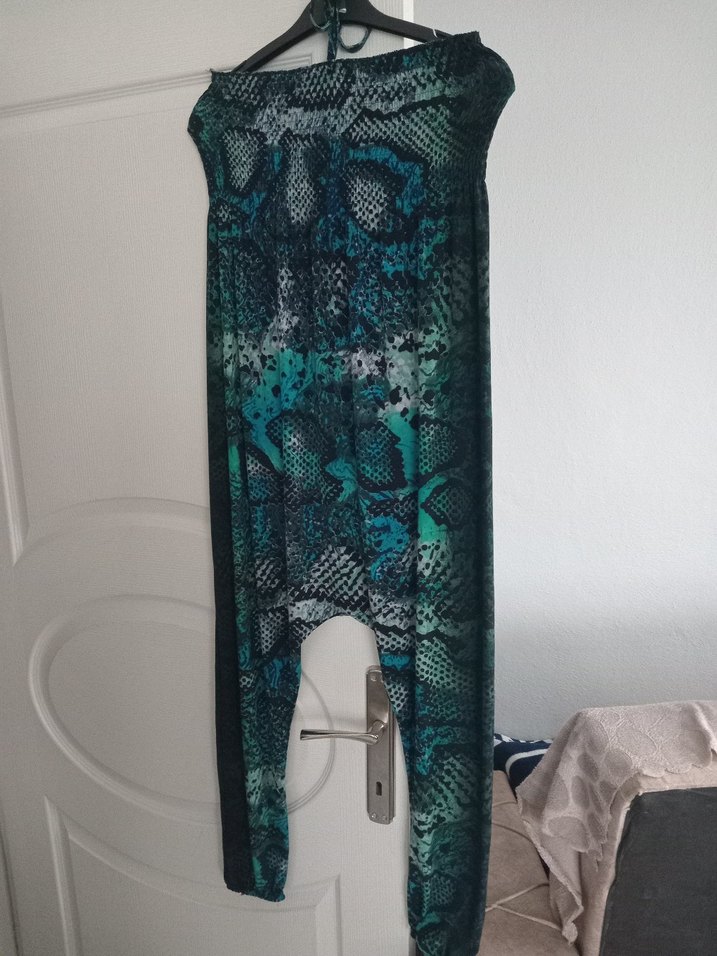 Kadın Lacivert Uzun Boyundan Askılı Salaş Tulum - Görsel 4