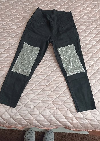 Kızlar için siyah simli jeans - Görsel 2