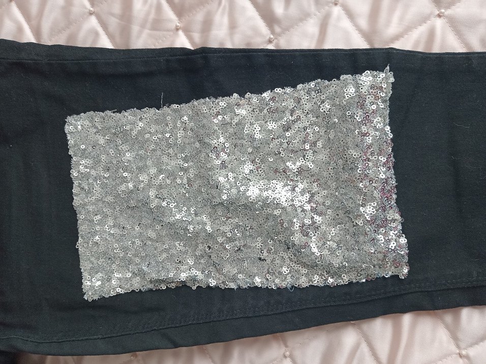 Kızlar için siyah simli jeans - Görsel 3