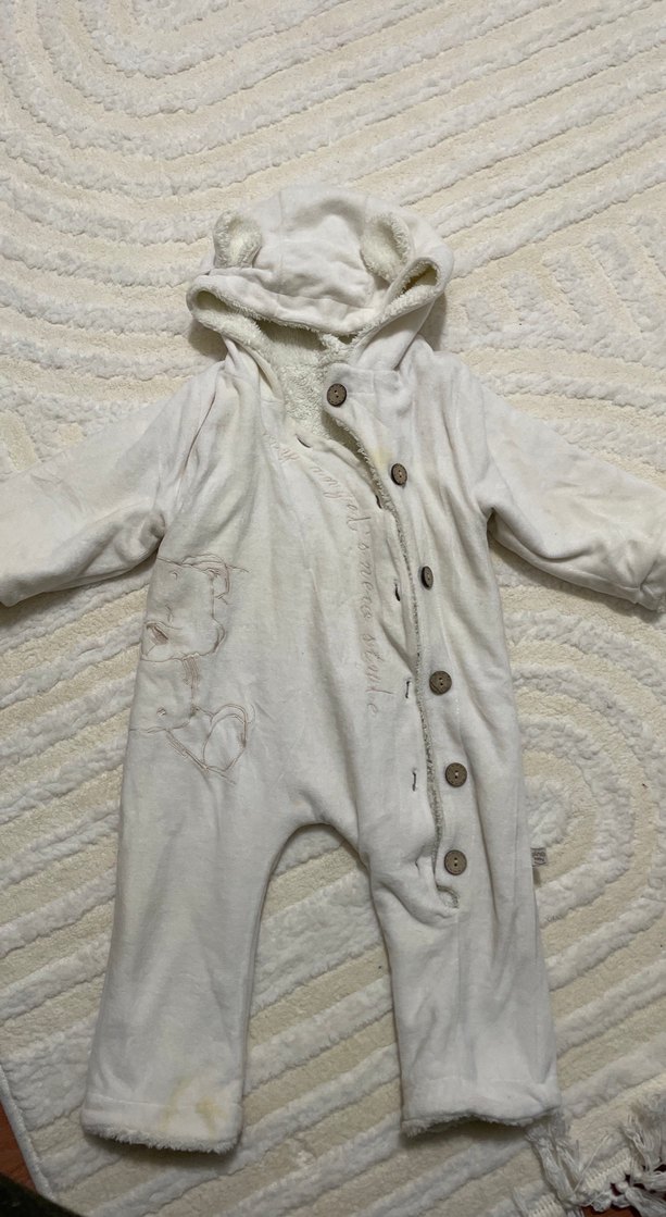 Düğmeli Beyaz Bebek Tulumu - Görsel 5