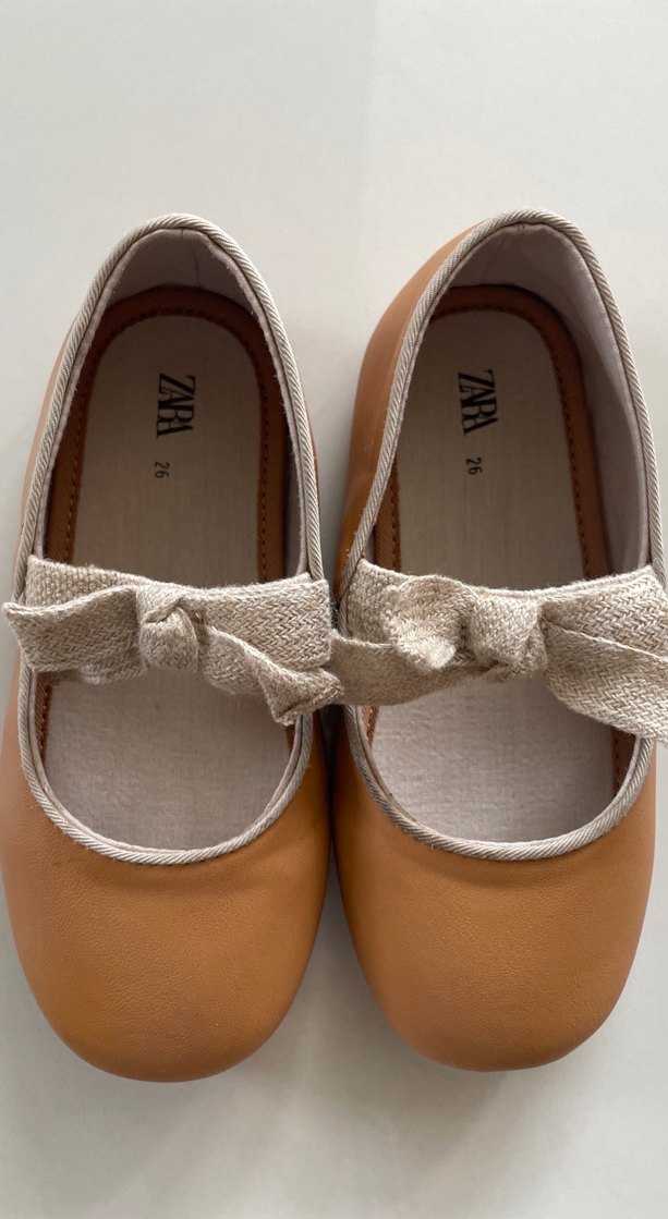 Kız Çocuk Bej Deri Babet Ayakkabı - Görsel 3