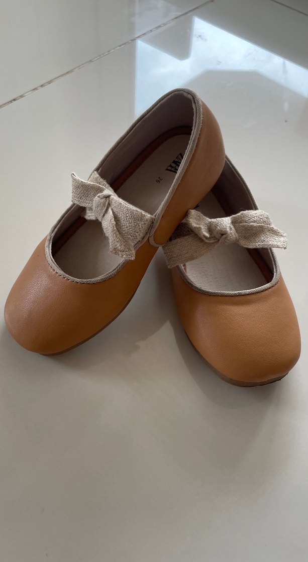 Kız Çocuk Bej Deri Babet Ayakkabı - Görsel 2