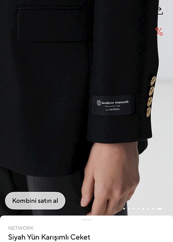 Network Yeni sezon Network Sırtı Düğmeli Siyah Kadın yün blazer Ceket