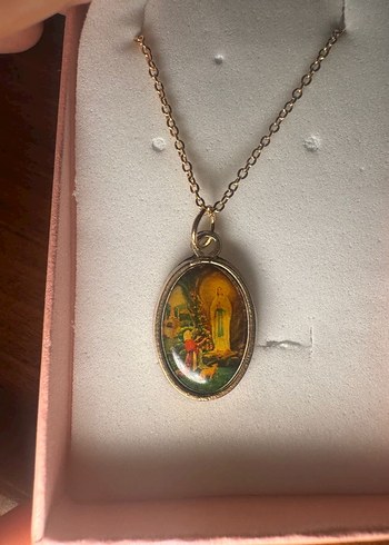 Baskılı Vintage gümüş Kolye - Görsel 2