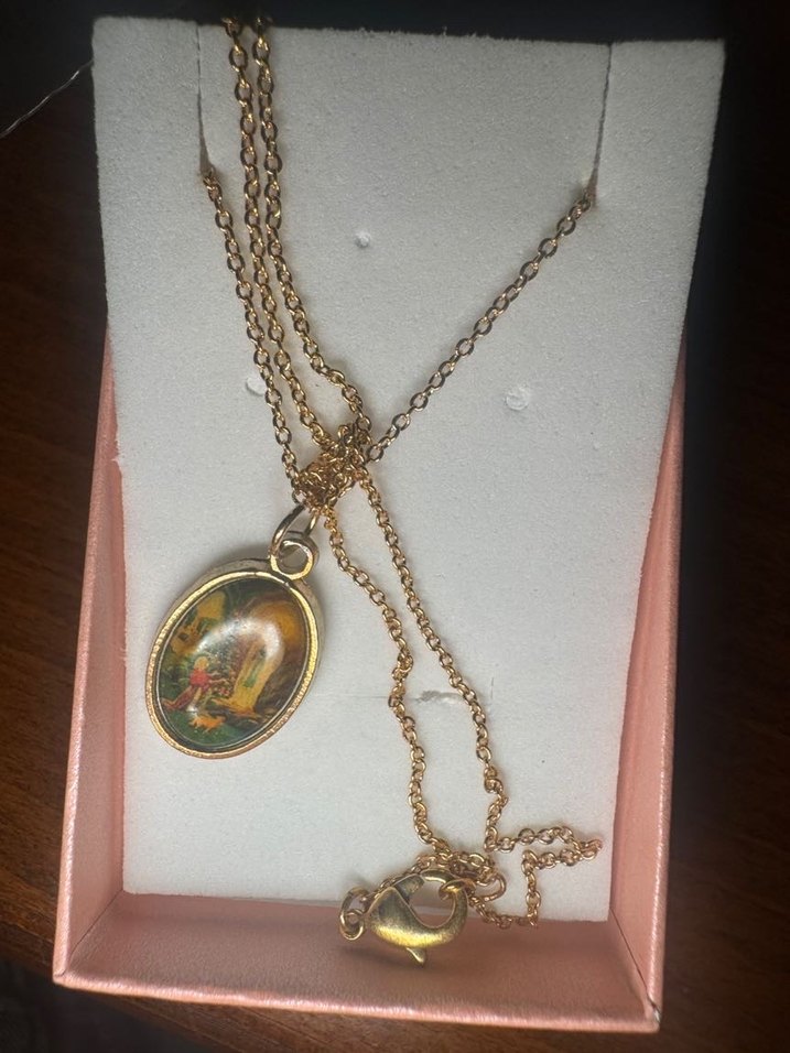 Baskılı Vintage gümüş Kolye - Görsel 3