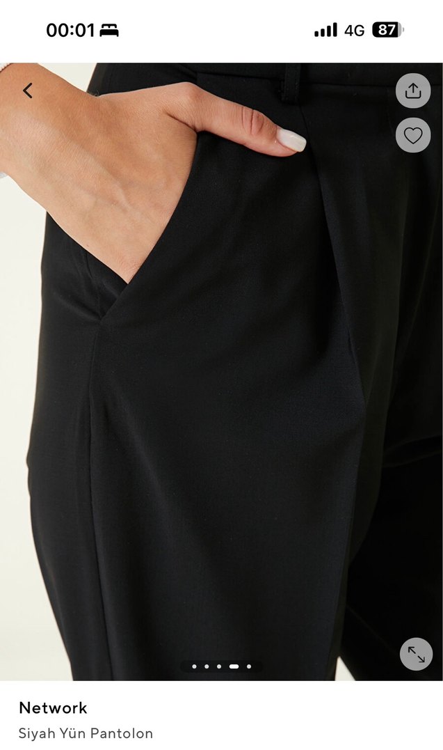 Network Kadın Siyah yün Kumaş Pantolon - Görsel 3