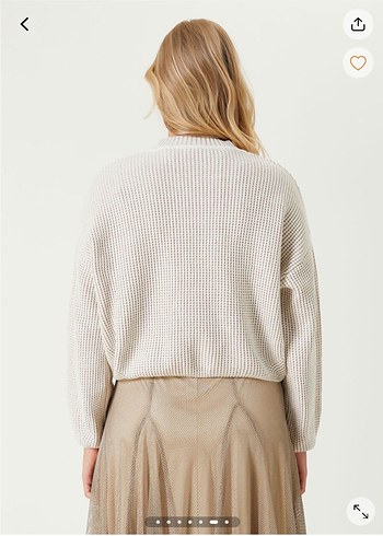 Bej Düğmeli Midi Kadın Hırka - Görsel 4