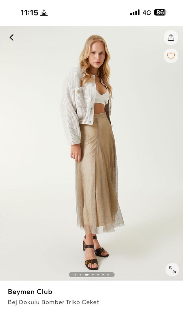 Bej Düğmeli Midi Kadın Hırka - Görsel 5