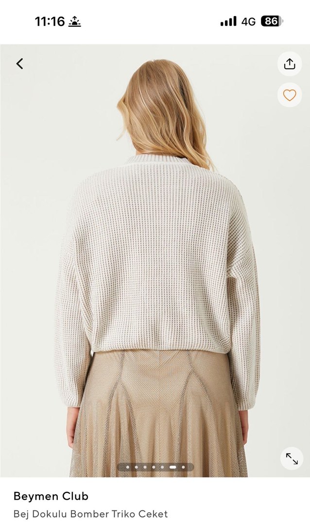 Bej Düğmeli Midi Kadın Hırka - Görsel 4