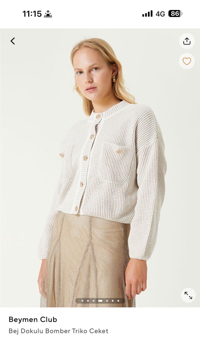 Bej Düğmeli Midi Kadın Hırka - Görsel 3