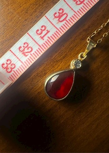 Kırmızı kehribar Kadın Kolye - Görsel 5