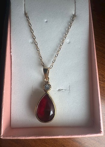 Kırmızı kehribar Kadın Kolye - Görsel 2