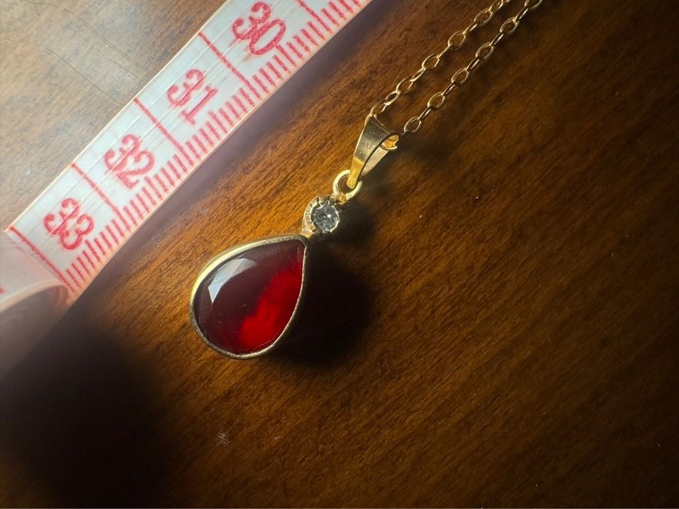 Kırmızı kehribar Kadın Kolye - Görsel 3