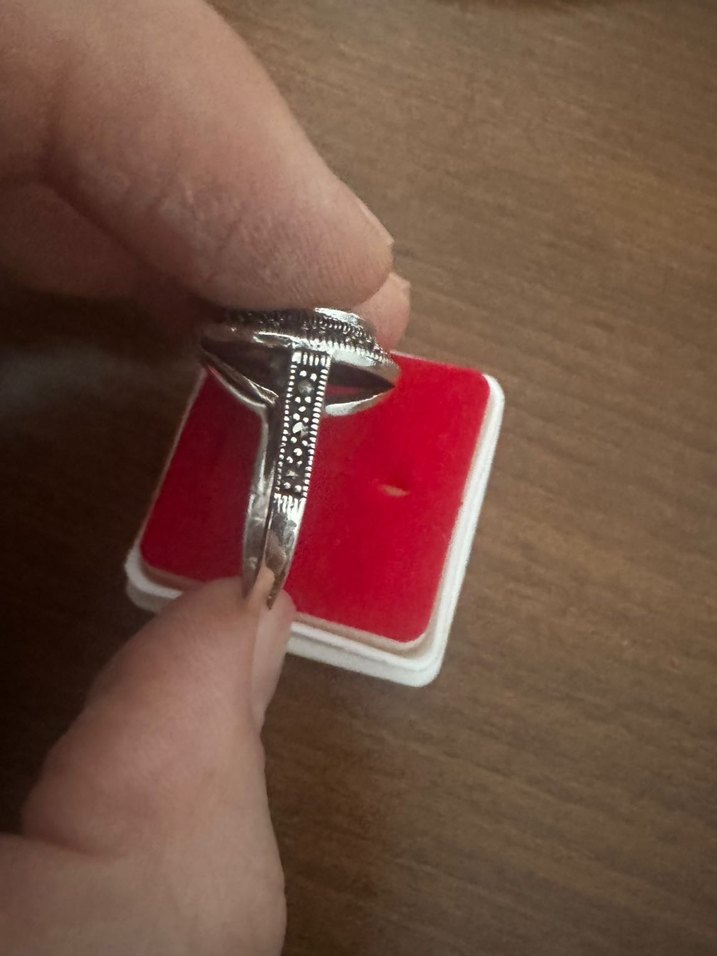 So Chic antika markazit + cameo yüzük - Görsel 5