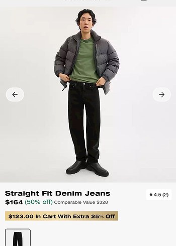 Düz Kesim Siyah Denim erkek Jean - Görsel 3