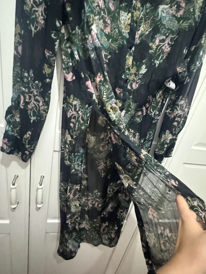 Zara Çiçek Desenli Uzun Kollu Bohem Elbise - Görsel 3