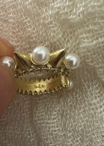 925 Ayar İncili Gold Ear Cuff - Görsel 6