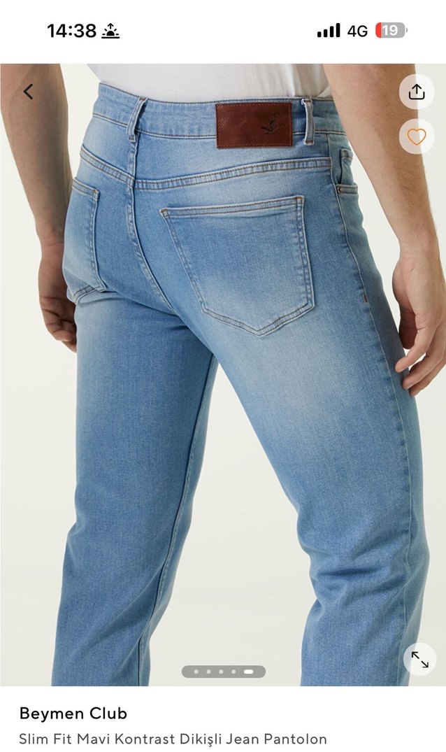 Erkek Açık Mavi Regular Fit Denim Jean - Görsel 5