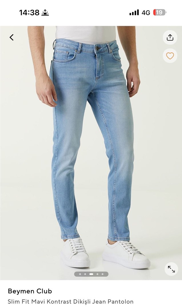 Erkek Açık Mavi Regular Fit Denim Jean - Görsel 2