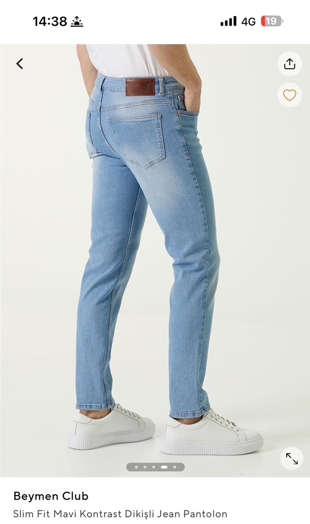 Erkek Açık Mavi Regular Fit Denim Jean - Görsel 4