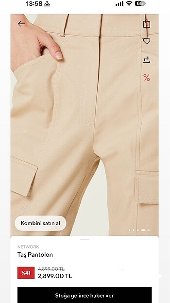 36 Beden ten rengi Renk Network pantolon