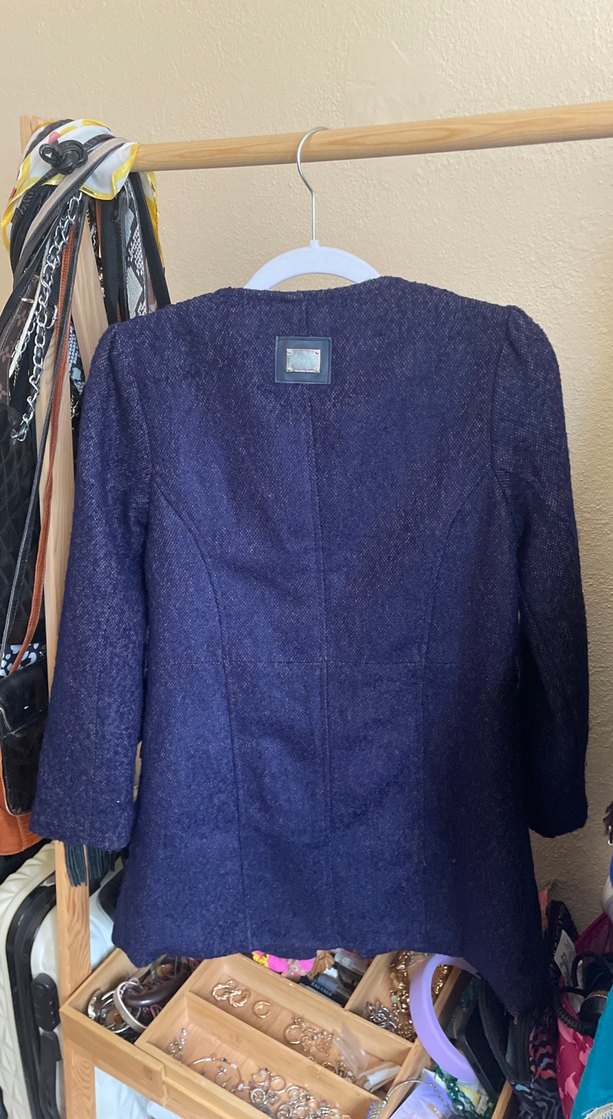 Düğmeli Mor Midi Hamile Kot Ceket - Görsel 2