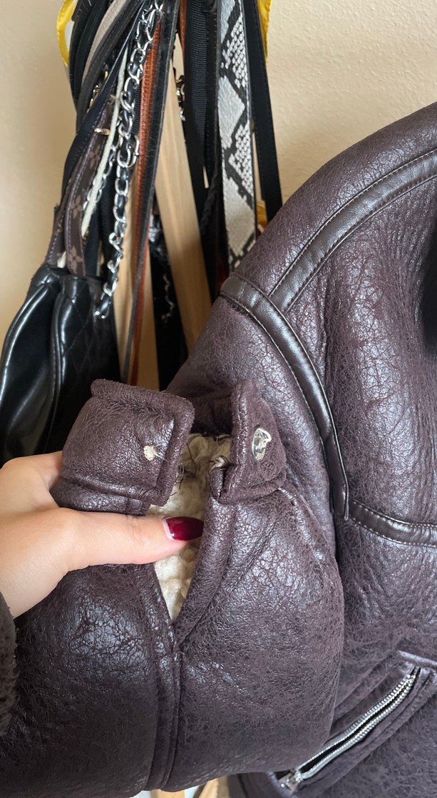 Kahverengi Kürklü Deri Kadın Ceket - Görsel 3