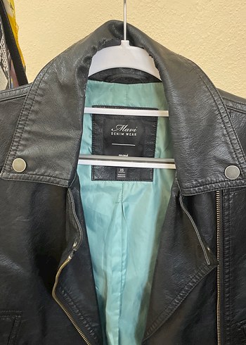 Siyah Deri Biker Ceket - Görsel 3