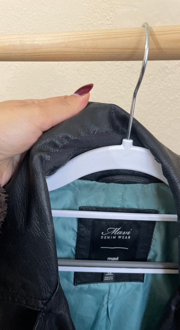 Siyah Deri Biker Ceket - Görsel 2