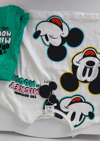 Beyaz Renkli Mickey Mouse Baskılı Çocuk Atlet
