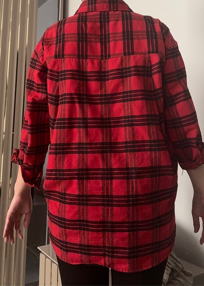 Trendyol ekoseli hafif kalın gömlek - Görsel 4