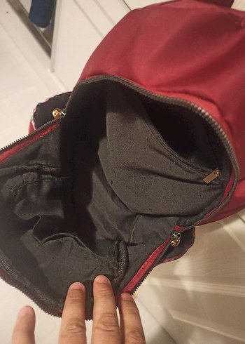 Beden Bordo Nakışlı Fermuarlı Kadın Sırt Çantası