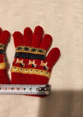 Nakışlı  Çocuk Kırmızı Örgü Eldiven - Görsel 5