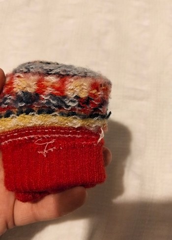 Nakışlı  Çocuk Kırmızı Örgü Eldiven - Görsel 6