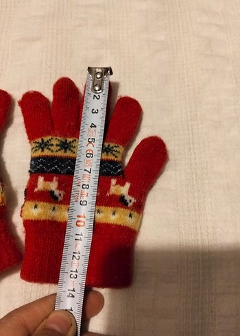 Nakışlı  Çocuk Kırmızı Örgü Eldiven - Görsel 4