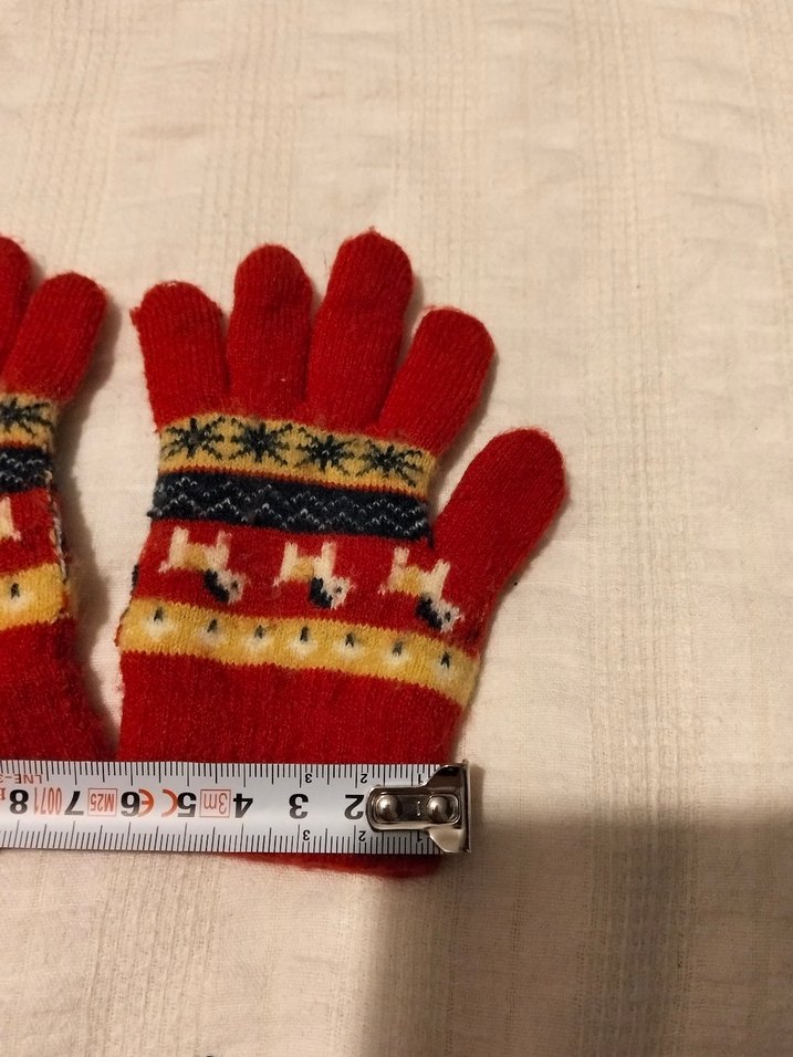 Nakışlı  Çocuk Kırmızı Örgü Eldiven - Görsel 5