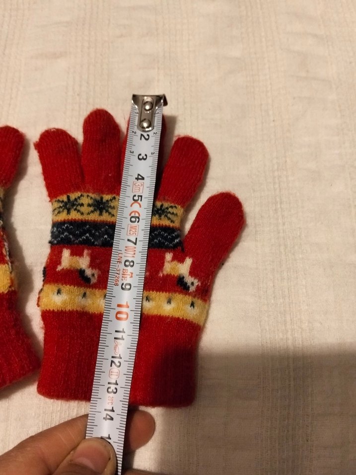 Nakışlı  Çocuk Kırmızı Örgü Eldiven - Görsel 4
