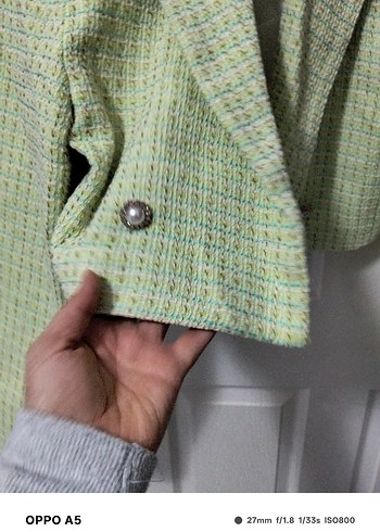 Düğmeli Yeşil Kadın Blazer Ceket - Görsel 8