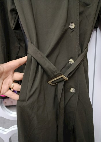 Pembe Detaylı Uzun Kemerli Kadın Trençkot - Görsel 11