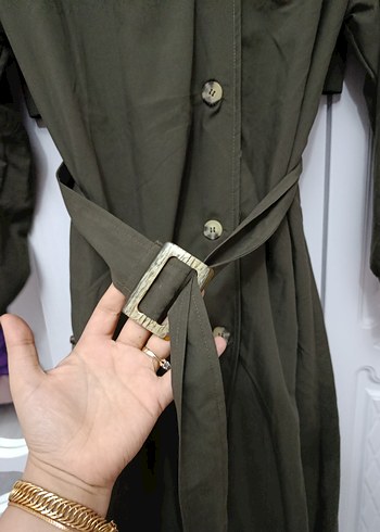 Pembe Detaylı Uzun Kemerli Kadın Trençkot - Görsel 10