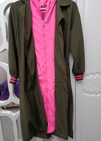 Pembe Detaylı Uzun Kemerli Kadın Trençkot - Görsel 8