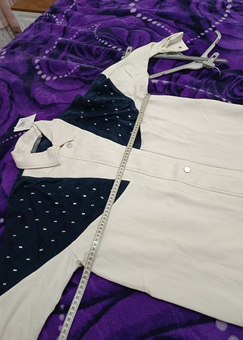 Düğmeli Beyaz Pamuklu Uzun Kadın Takım - Görsel 7