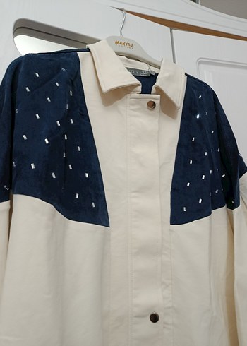 Düğmeli Beyaz Pamuklu Uzun Kadın Takım - Görsel 5